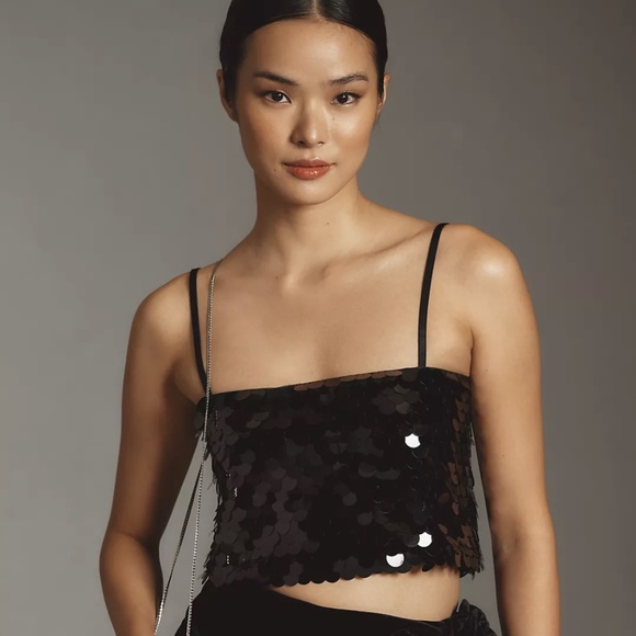 Brand New By Anthropologie Paillette Crop Tank - Picture 2 of 9
